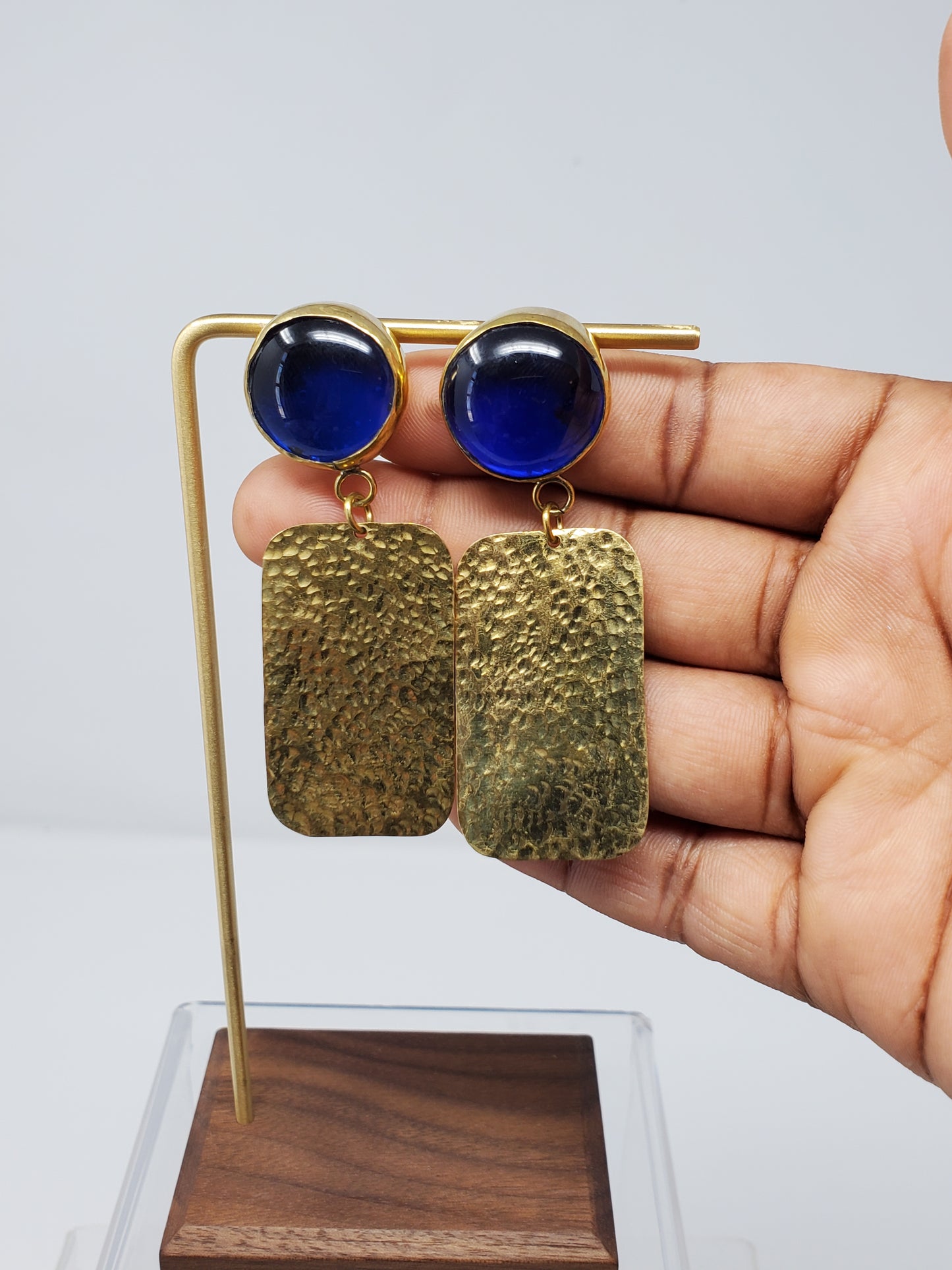 Madeleine Glass Brass Earrings