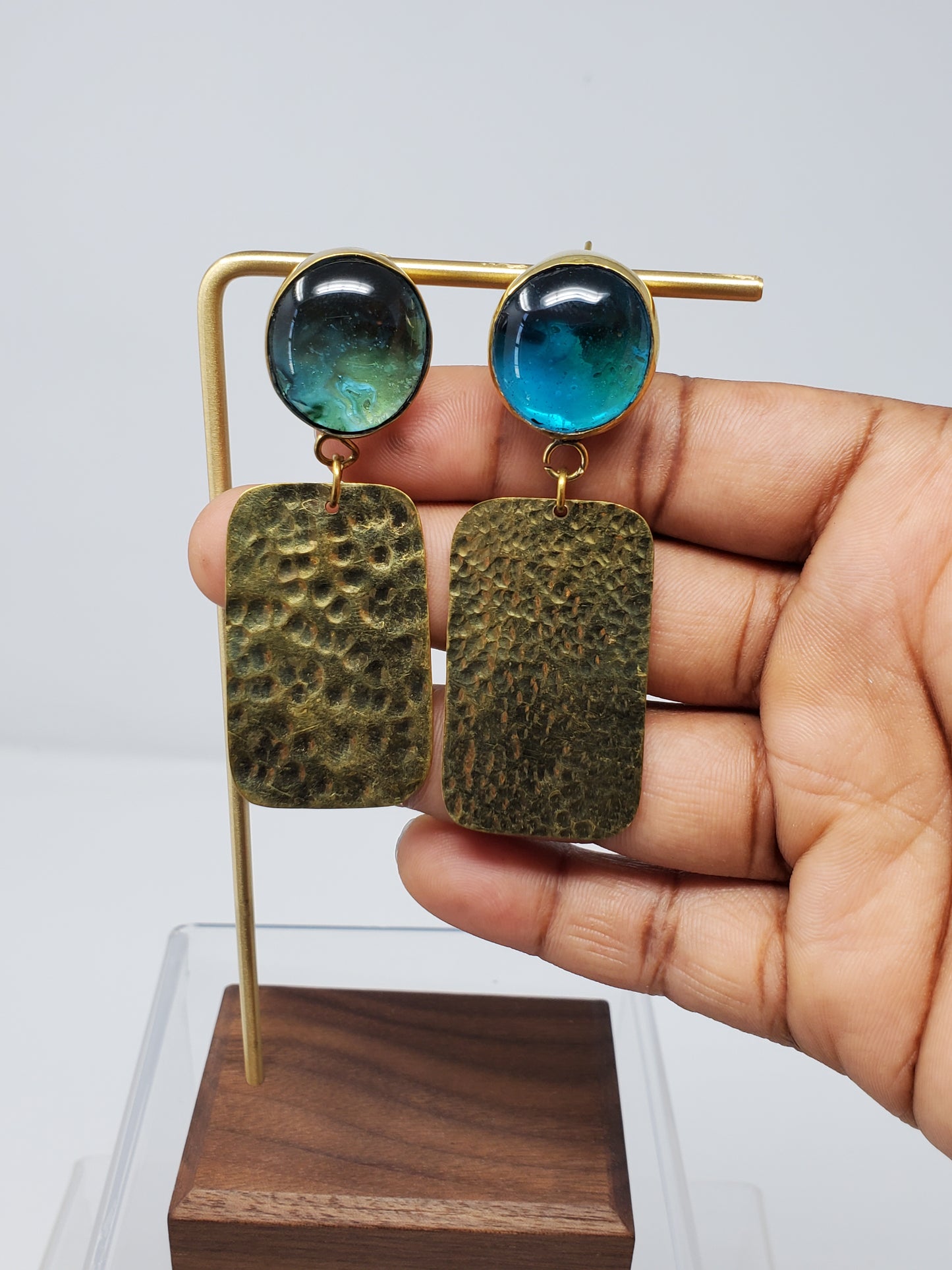 Madeleine Glass Brass Earrings