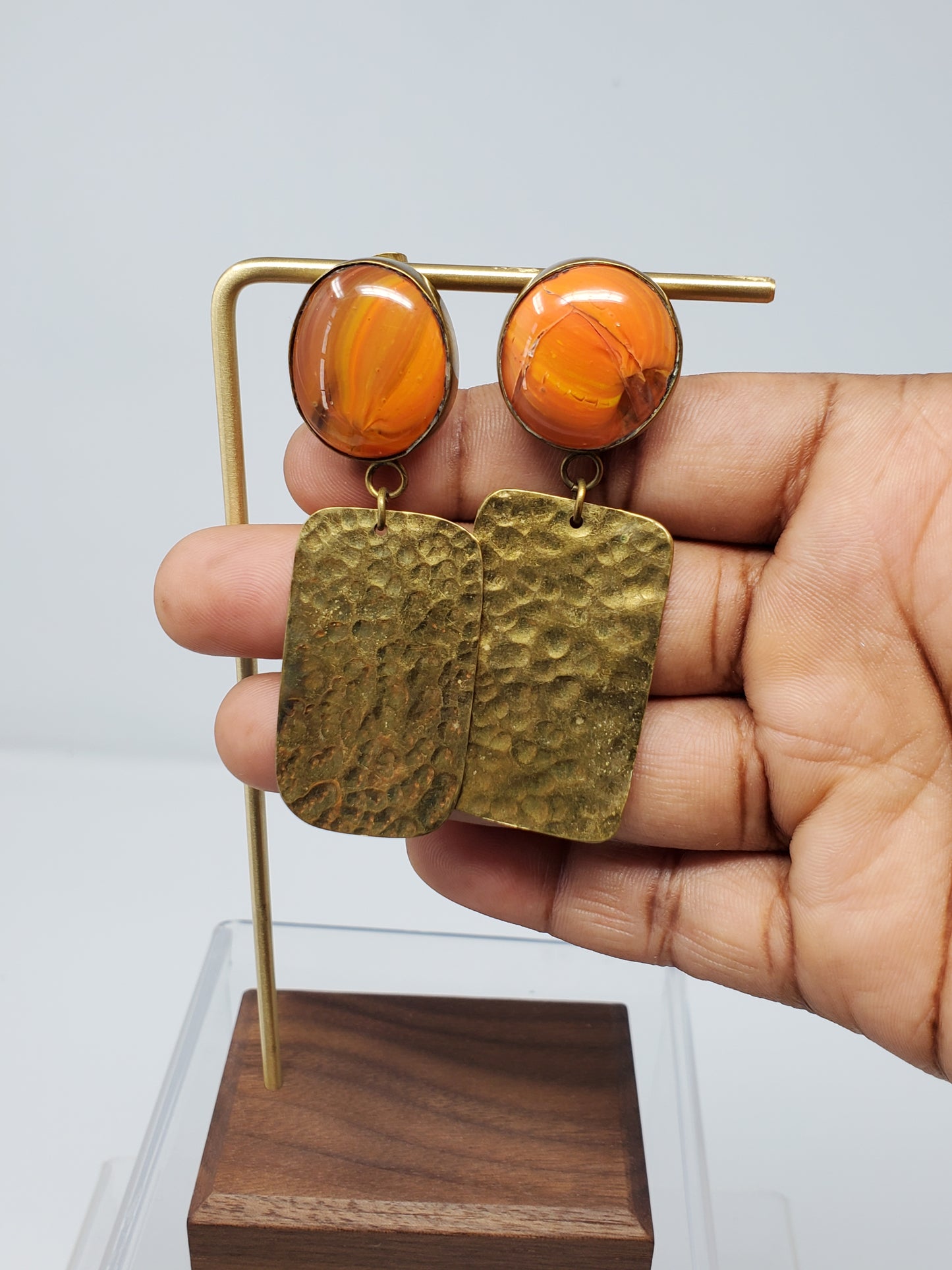 Madeleine Glass Brass Earrings