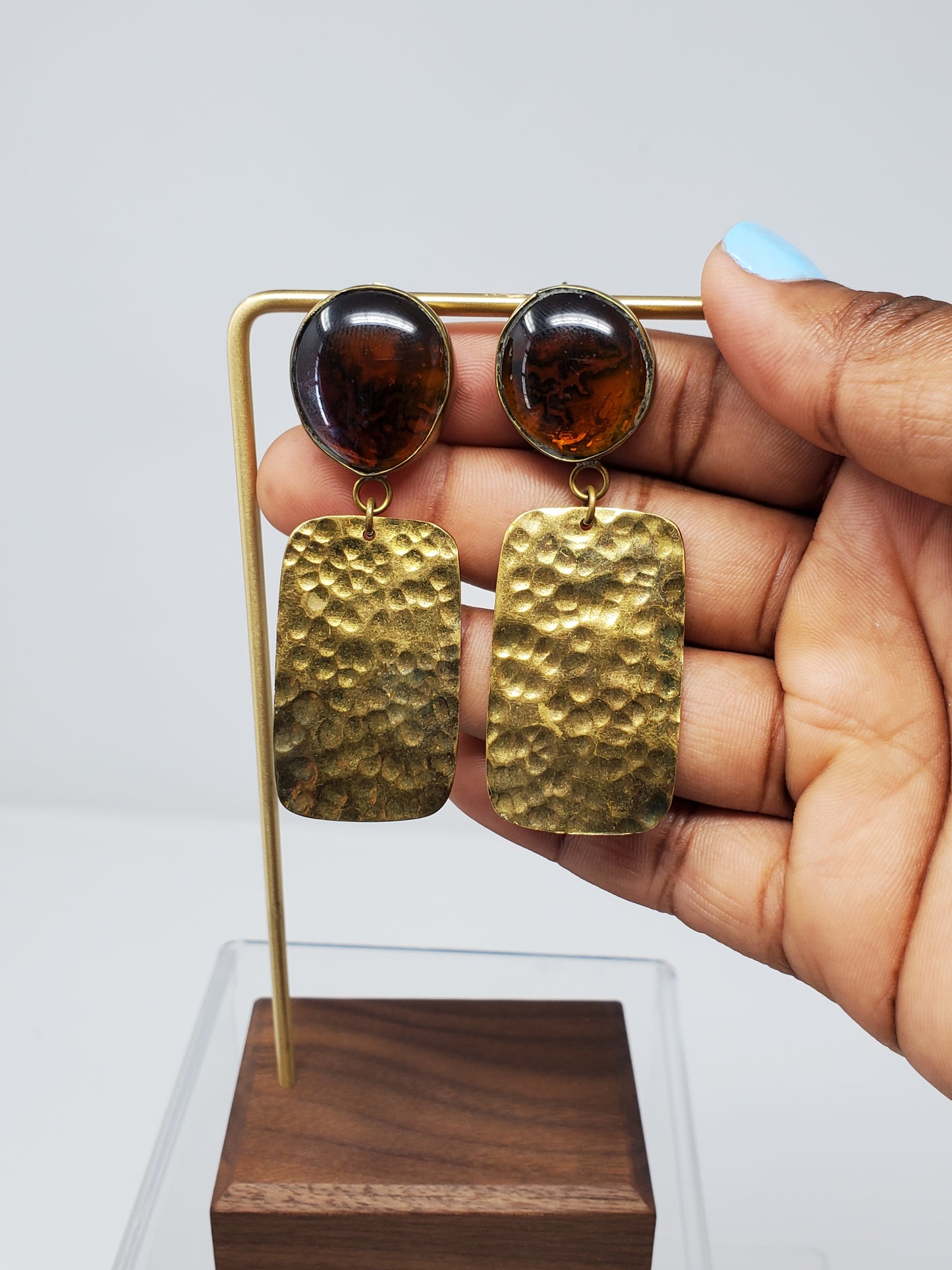 Madeleine Glass Brass Earrings