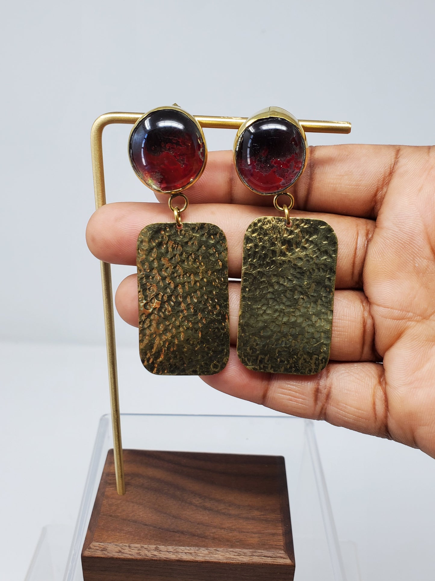 Madeleine Glass Brass Earrings