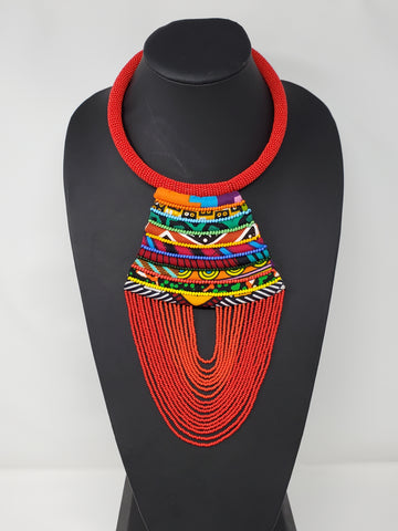 Njeri Ankara and Beaded Wave necklace