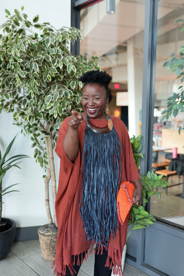 Amaka Leather Waterfall Necklace