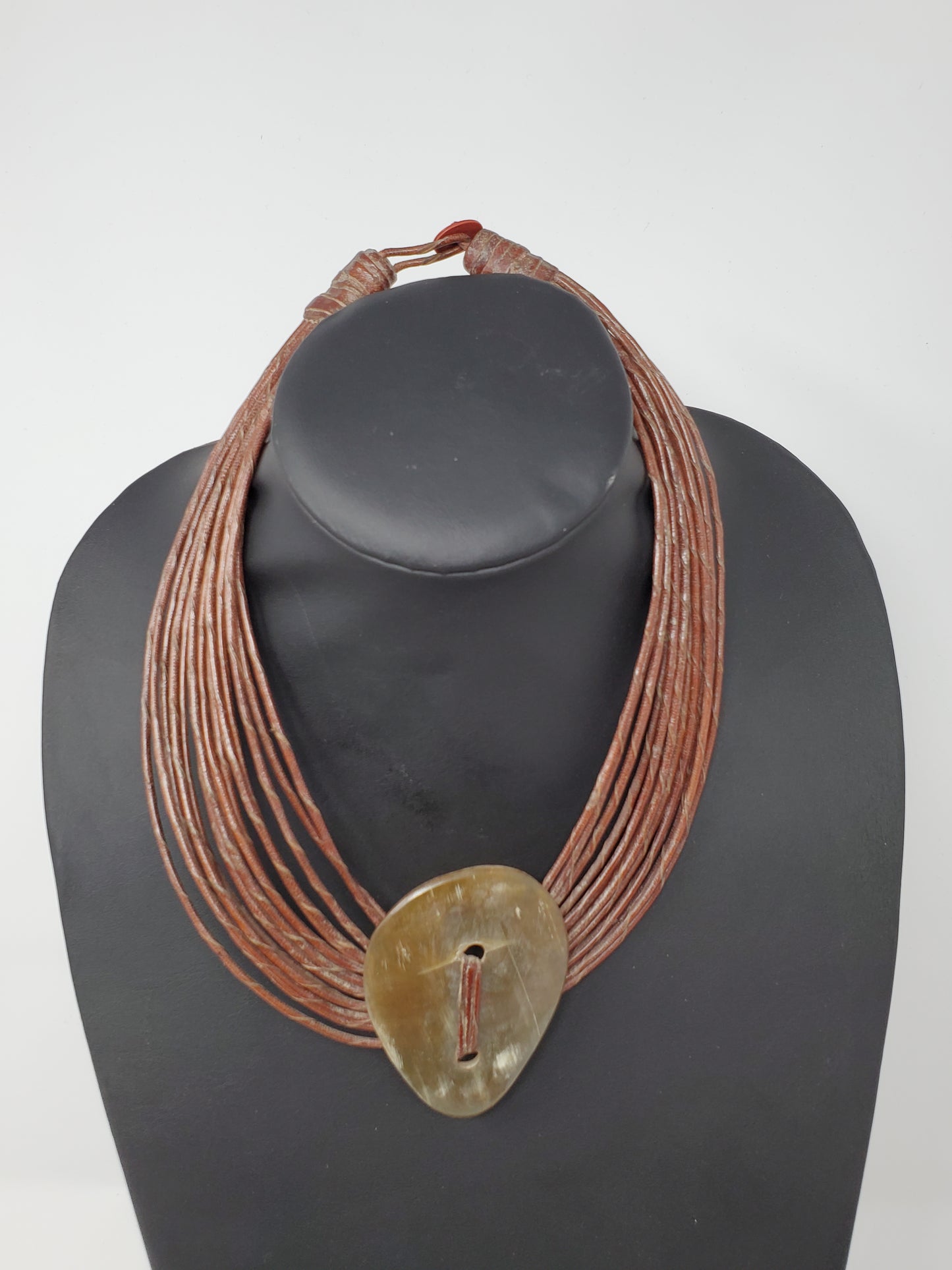 Asma Leather and Horn Choker