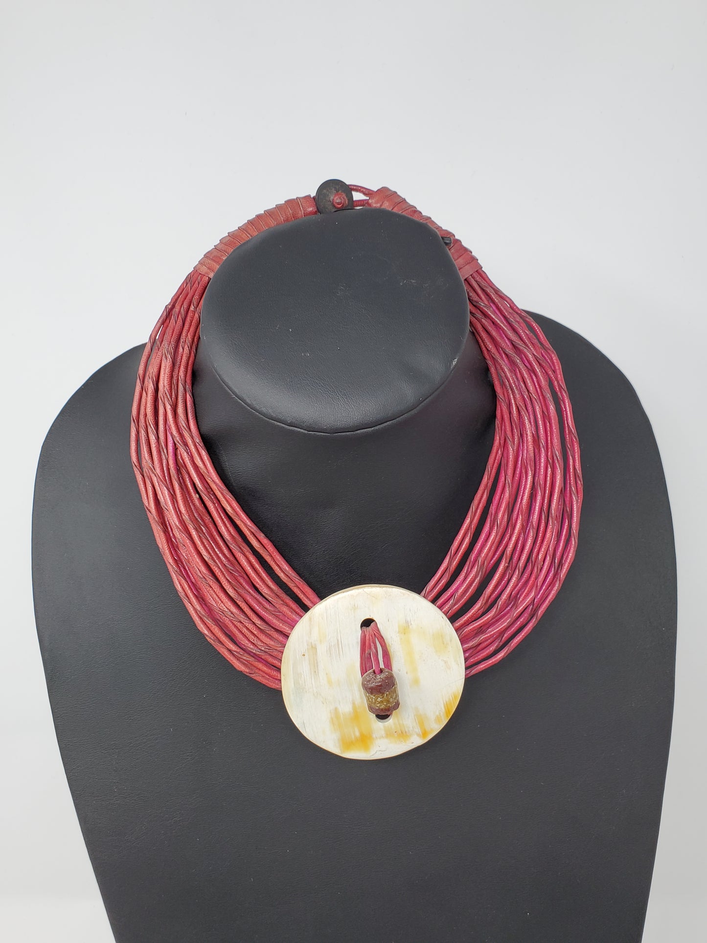 Asma Leather and Horn Choker