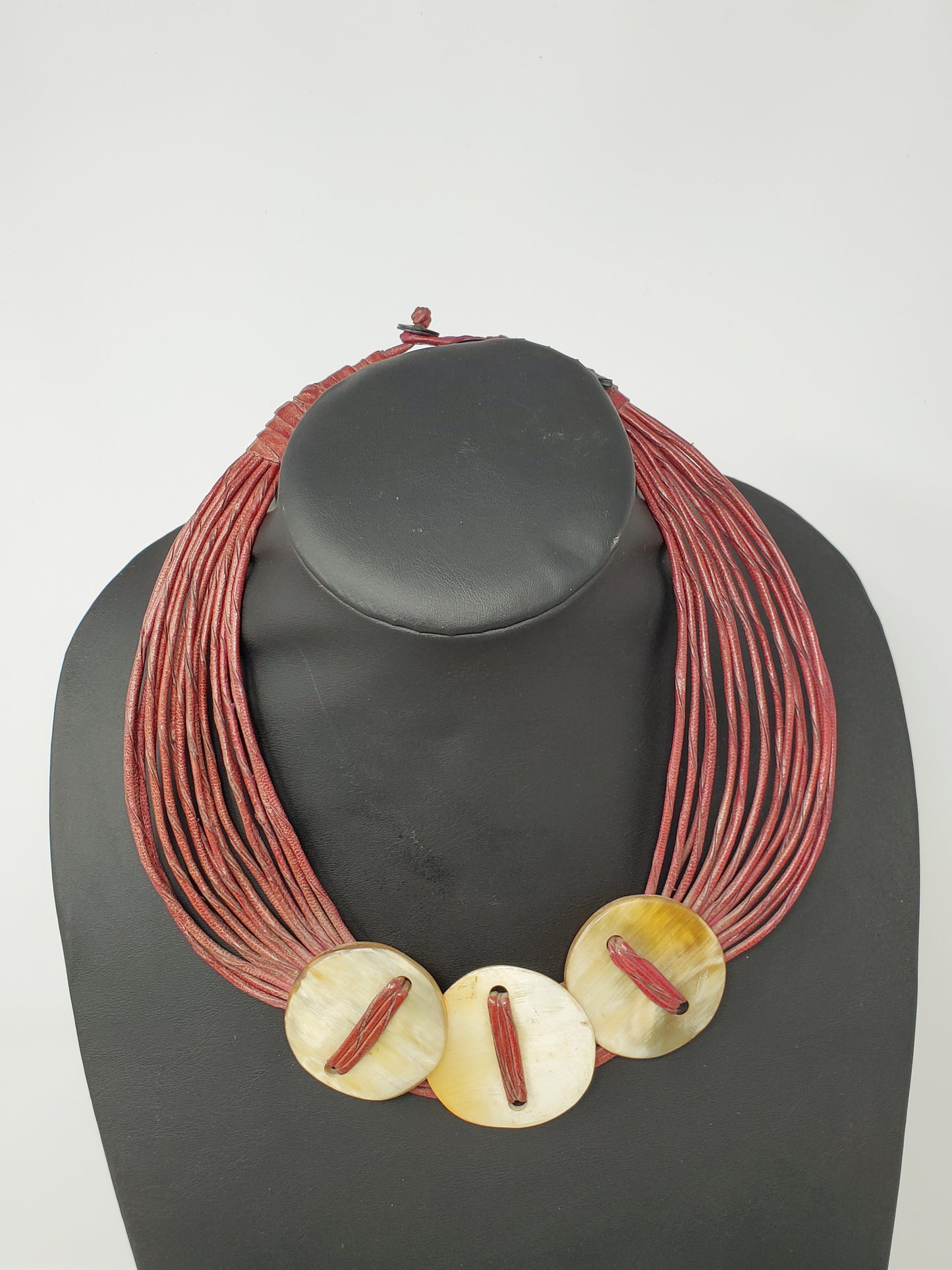Asma Leather and Horn Choker