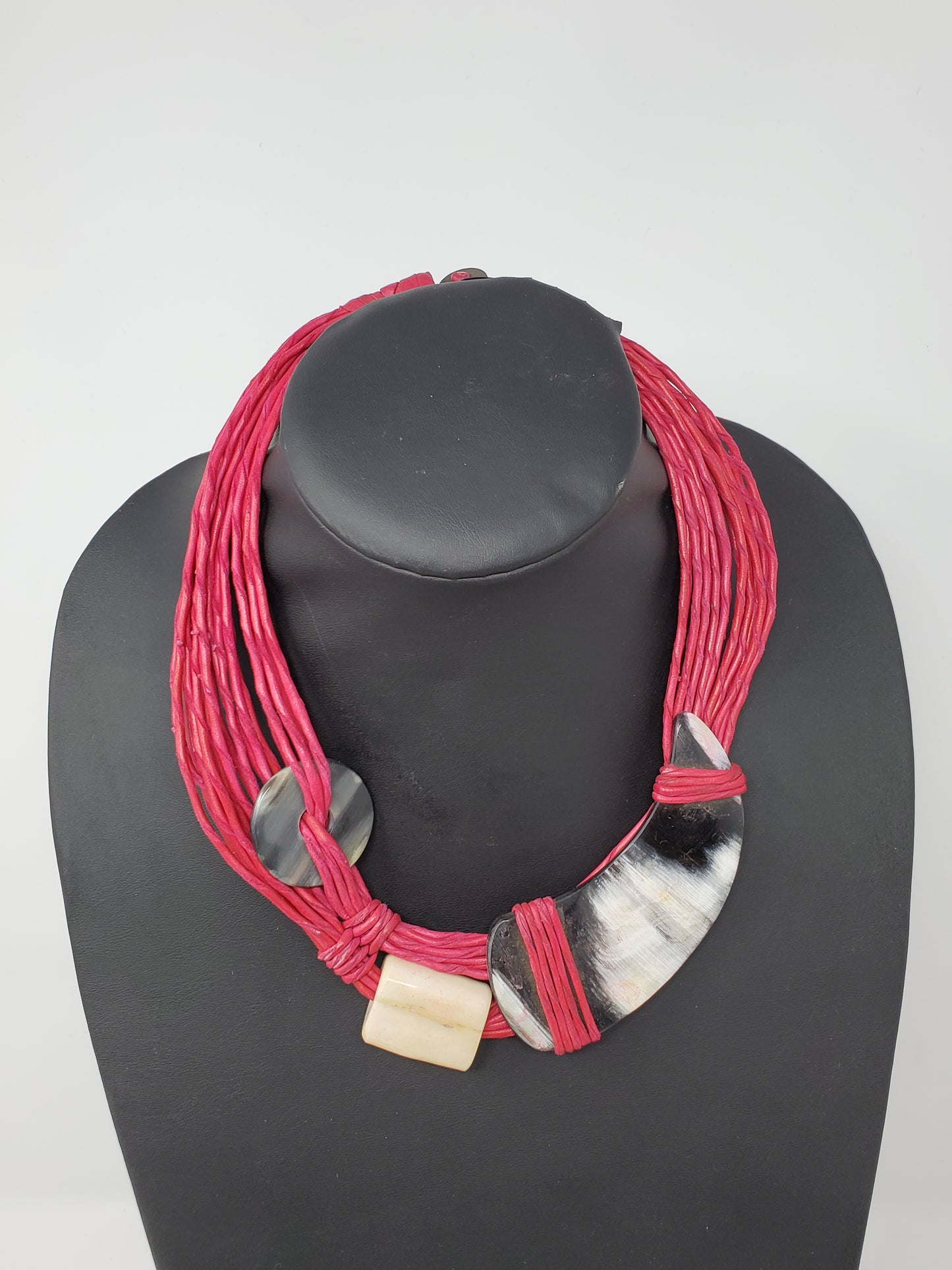 Asma Leather and Horn Choker