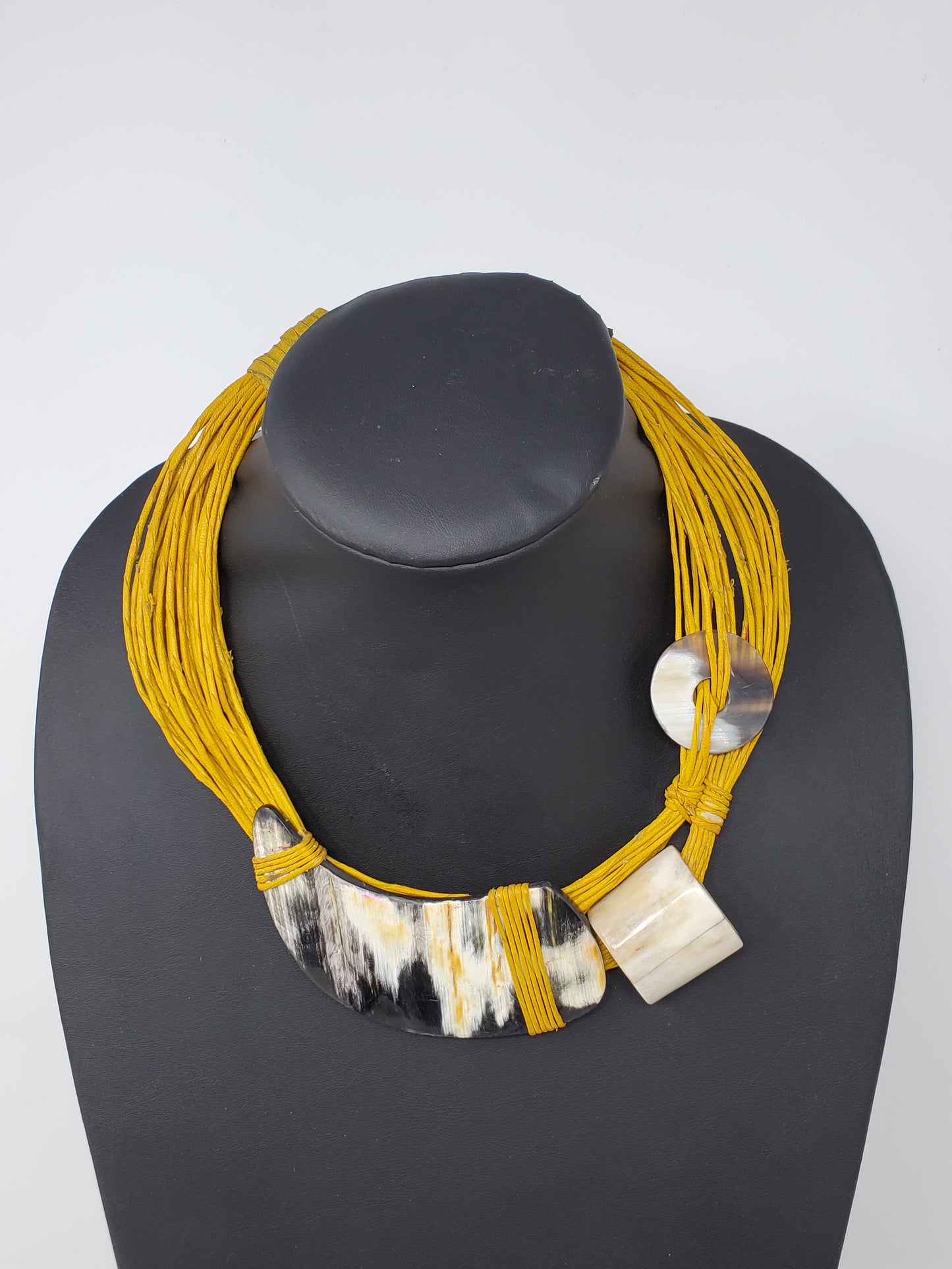 Asma Leather and Horn Choker