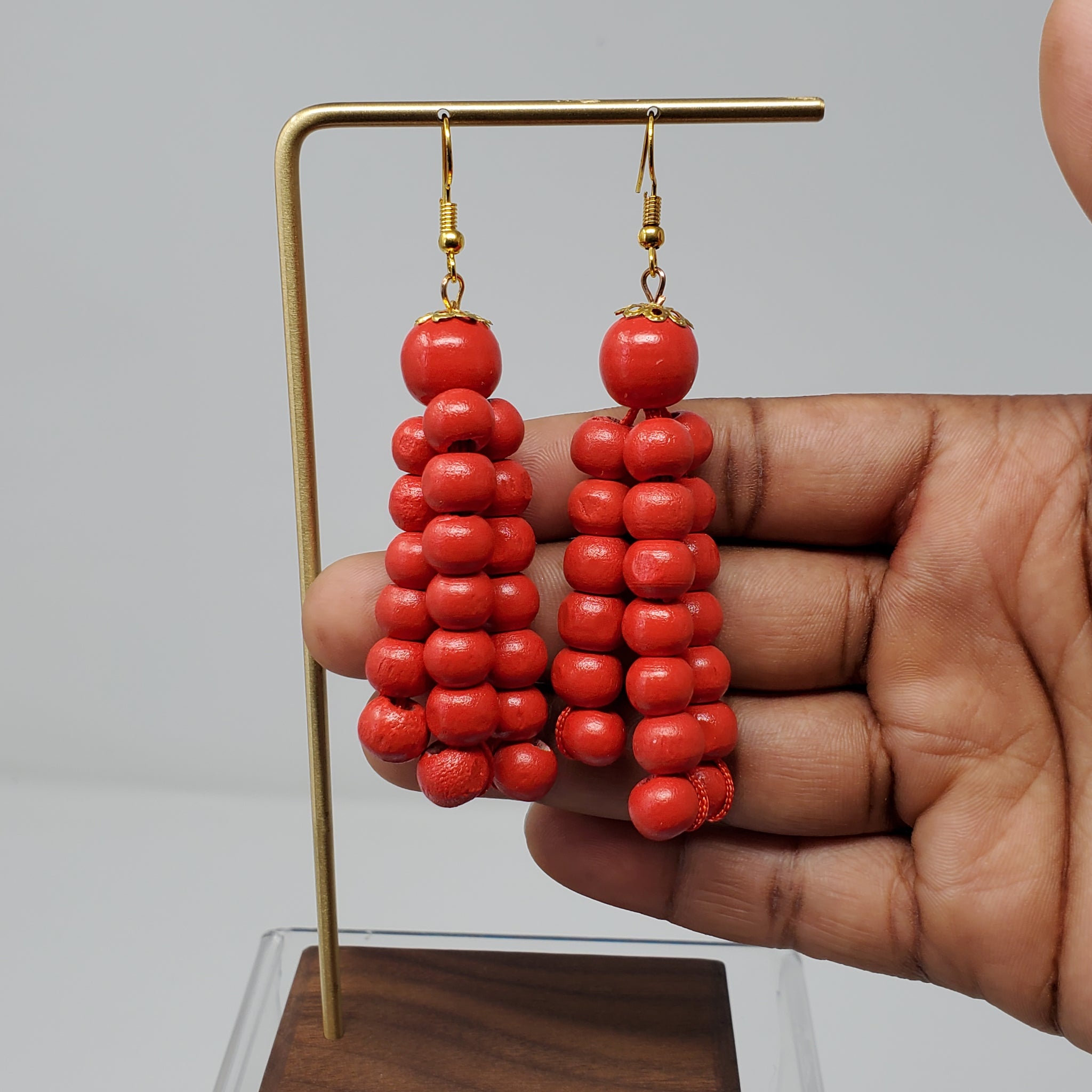 Bisi Small Wooden Beads Chandelier Earrings.