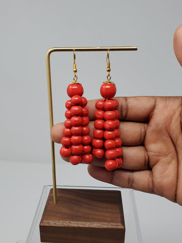 Bisi Small Wooden Beads Chandelier Earrings.
