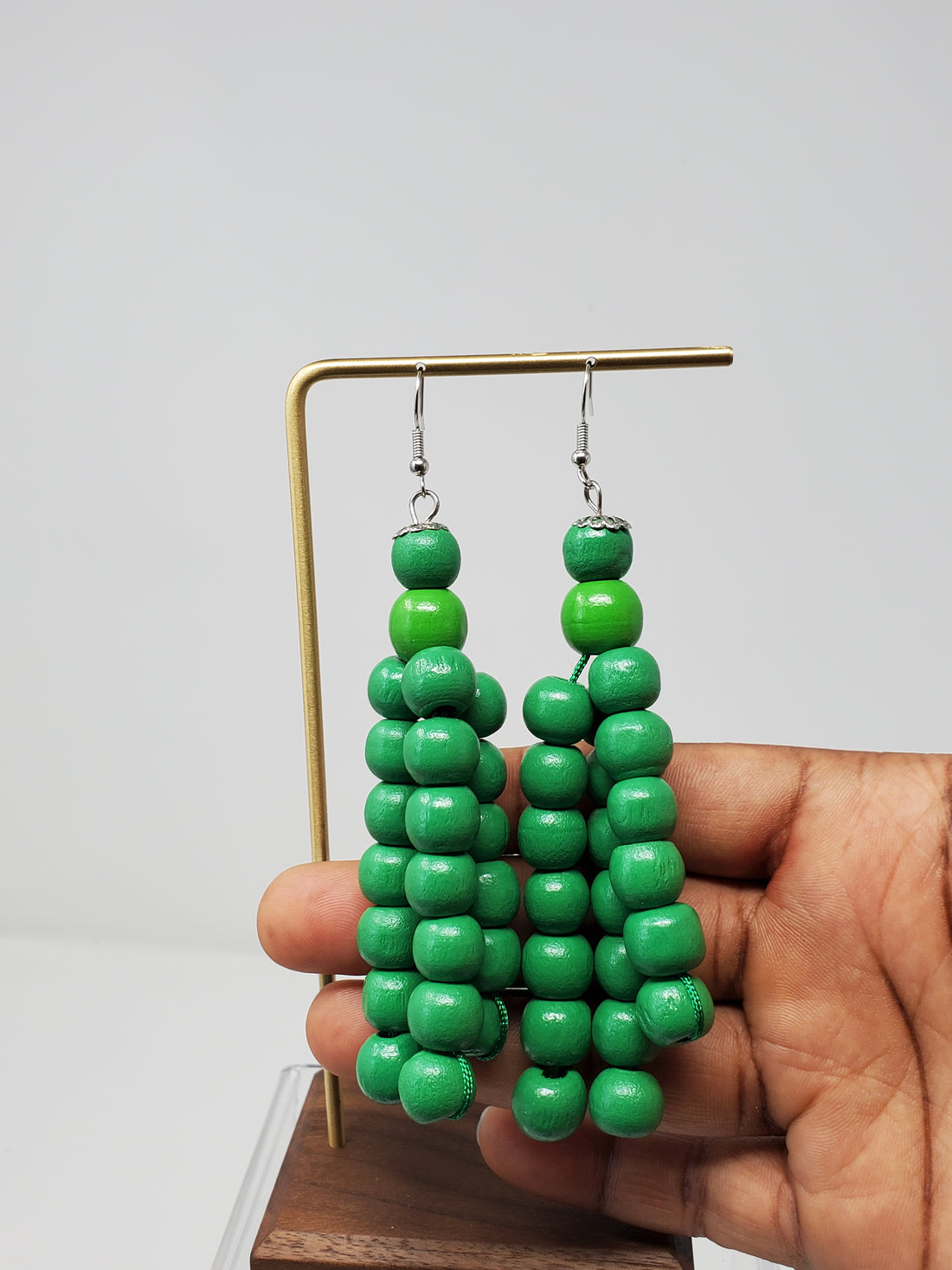 Bisi Wooden Beads Chandelier Earrings