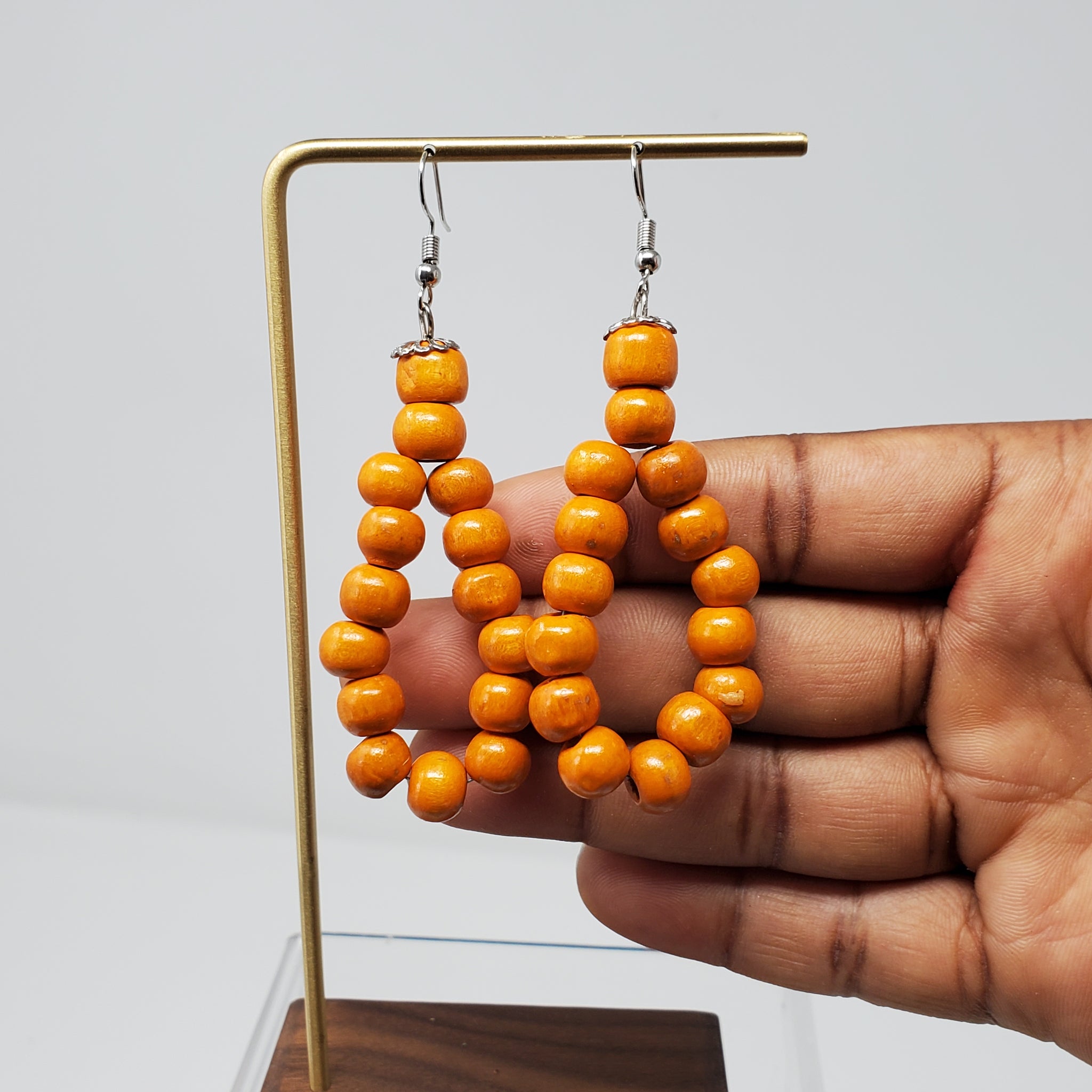 Folake Small Wooden Bead Earrings.