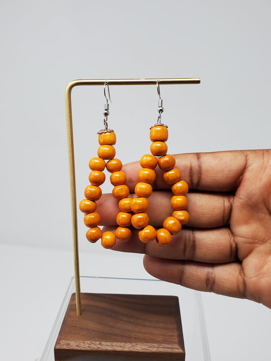 Folake Small Wooden Bead Earrings.