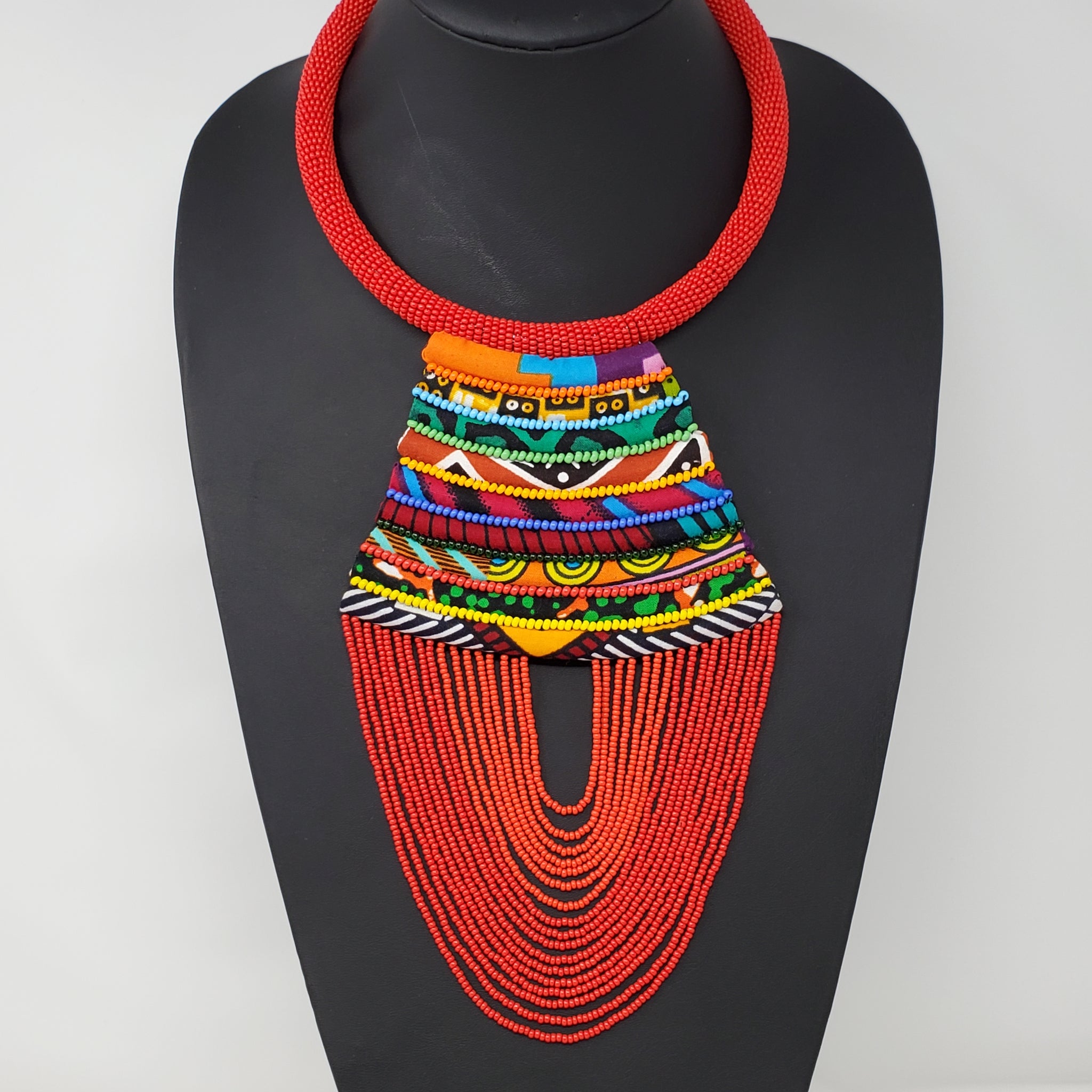 Njeri Ankara and Beaded Wave necklace