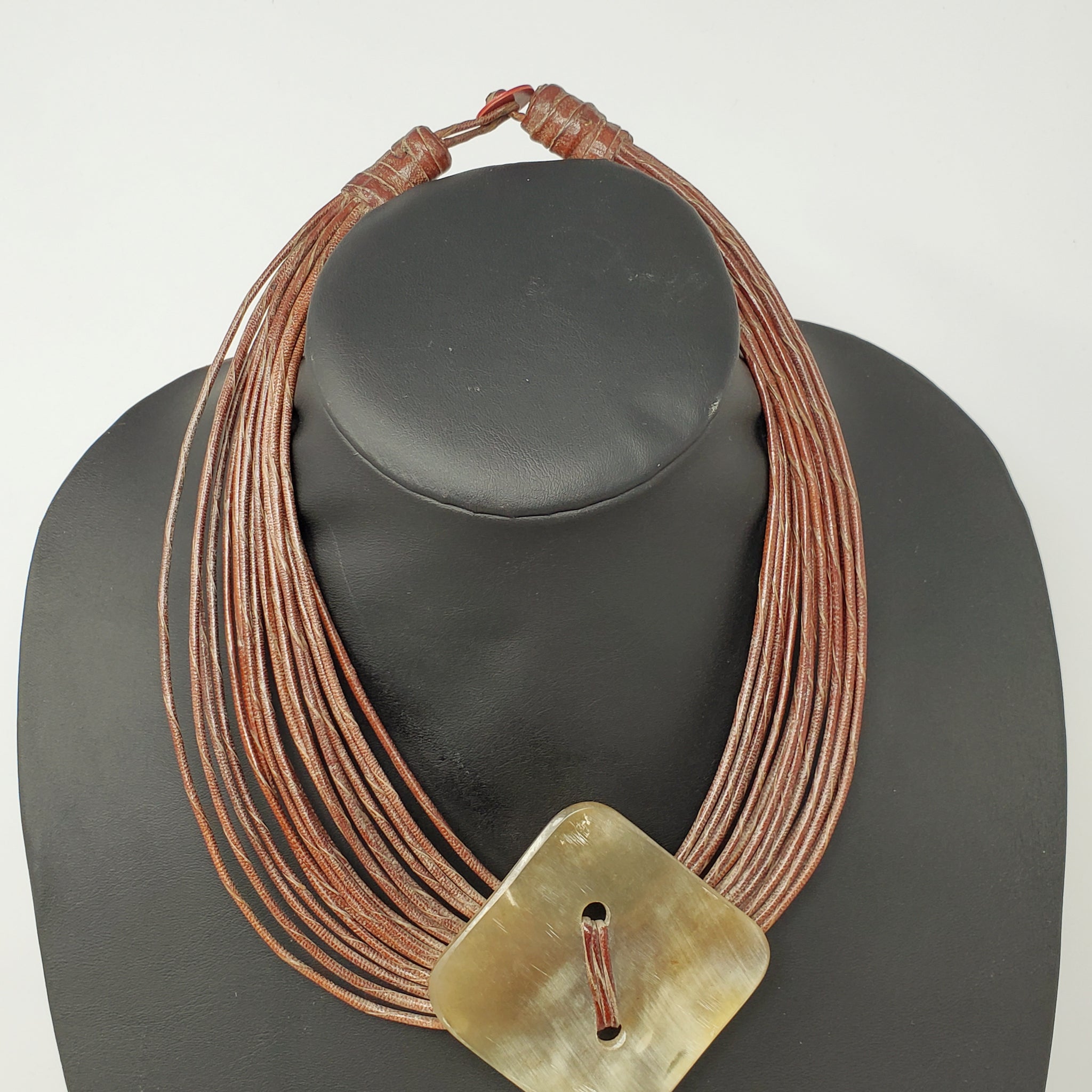 Asma Leather and Horn Choker