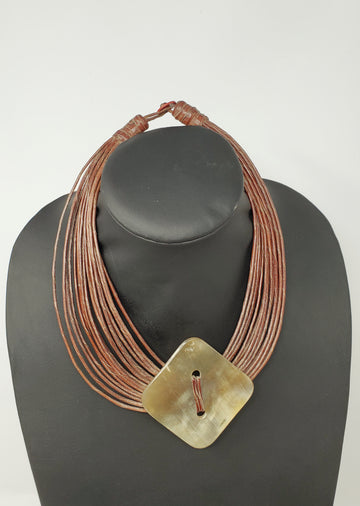 Asma Leather and Horn Choker
