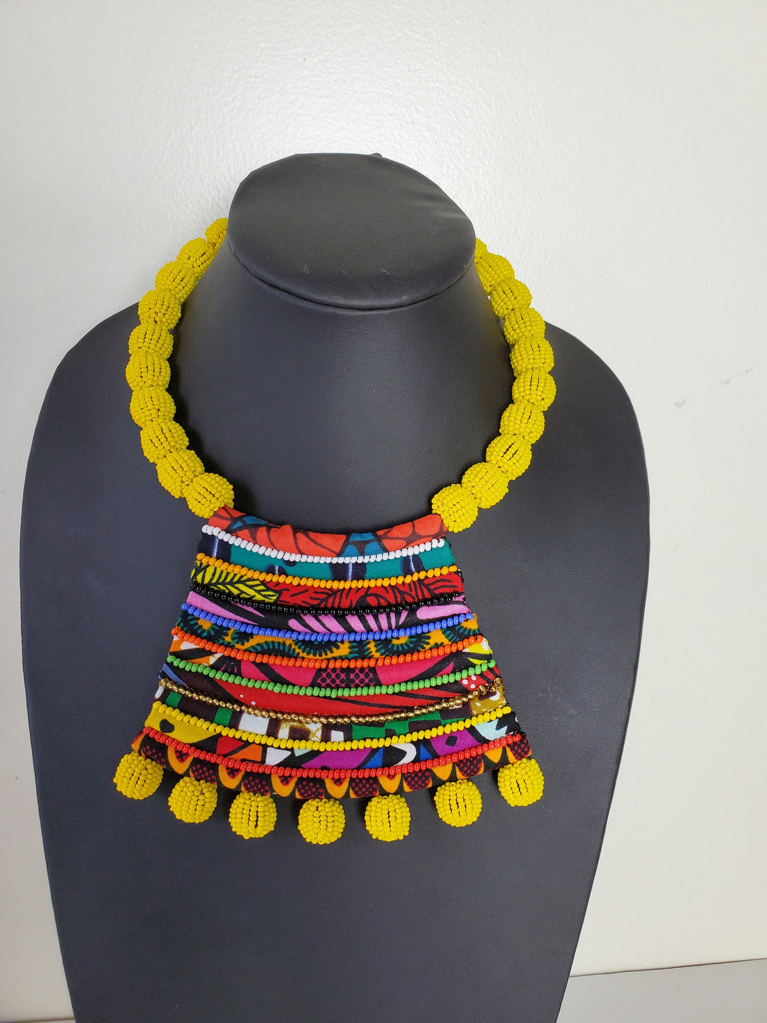 Mumbi Ankara and Bead Necklace