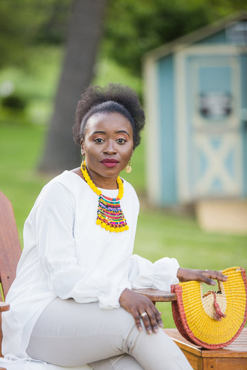 Mumbi Ankara and Bead Necklace